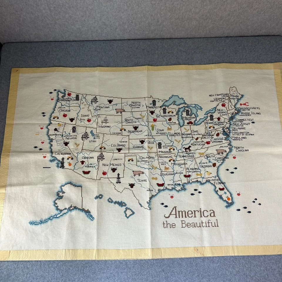 America the Beautiful USA Cross Stitch Pattern Sue Hillis Almost Complete Craft - Image 3 of 4