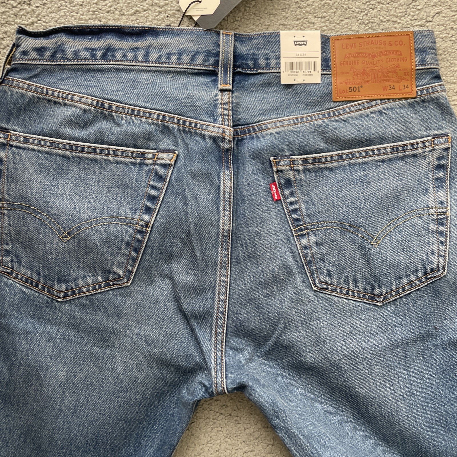 Levi's Premium 501 Original Selvedge Blue Distress Jeans Men's Size 34 X 34 Fly thumbnail 15