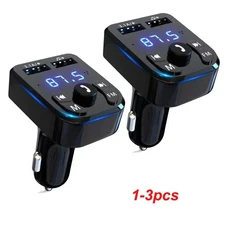 Bluetooth 5.0 Car Wireless FM Transmitter Adapter 2USB PD Charger AUX Hands-Free