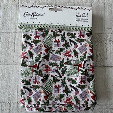 Cath Kidston London NWT Set of 4 Christmas Napkins Ditsy Print Penguin Holiday