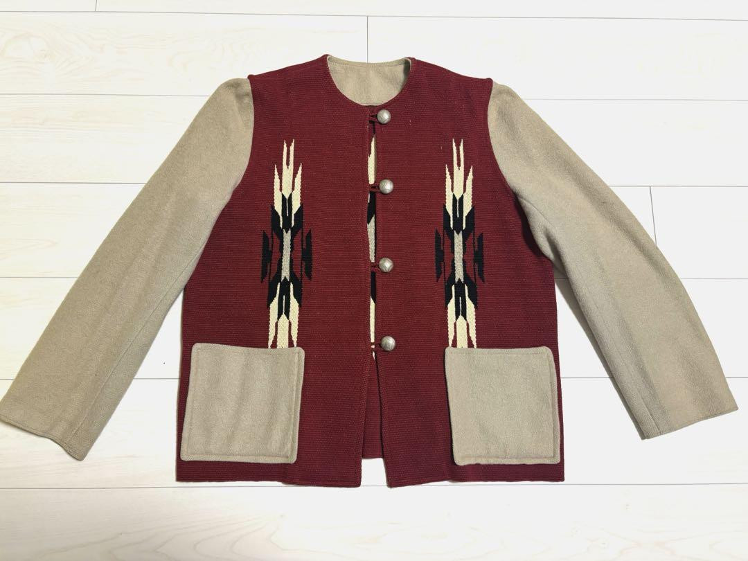 GansCraft 1950's vintage Chimayo Blanket Jacket Red/Beige GansCraft 1950's vintage Chimayo Blanket Jacket Red/Beige