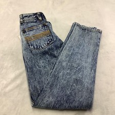 Vintage Jordache Jeans Womens 14 Blue Acid Wash High Rise Tapered Denim 80s