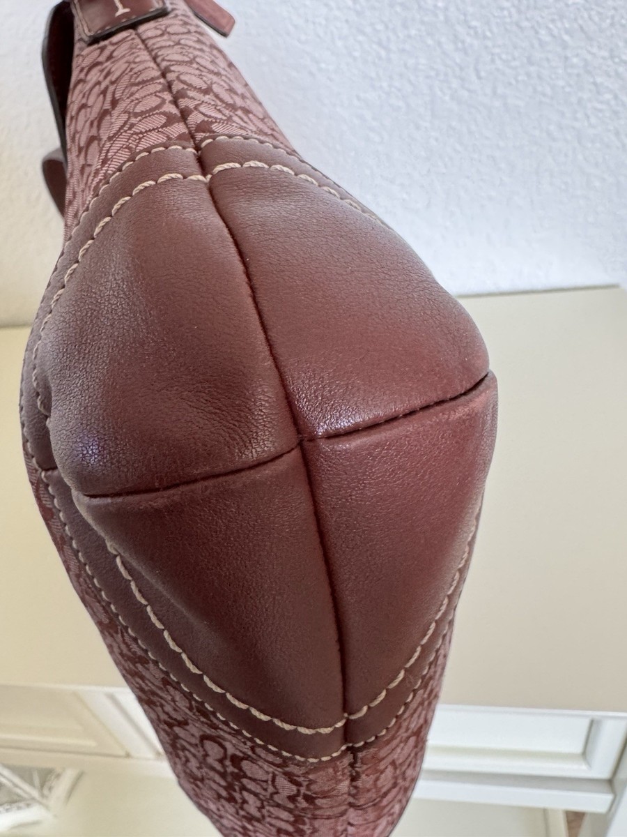 Vintage Coach Soho Y2K Buckle Mini Signature Shoulder Bag Burgundy