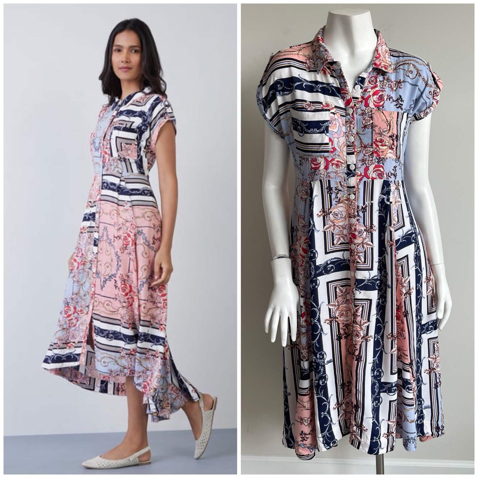 LOV by Westside Patchwork Mixed Print Floral Boho… - image 1