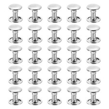 160Sets 9 x 8 mm Carbon Steel Double Cap Rivet Leather Rivets, Silver