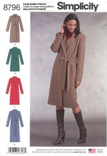 Simplicity 8796 Lined Wrap Coats in 2 Lengths w Side Tie Sz 16-24 UNCUT Pattern