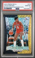 2023-24 Prizm Deca Julius Erving Black Golf Shimmer FOTL 2/8 PSA 10 Low Pop