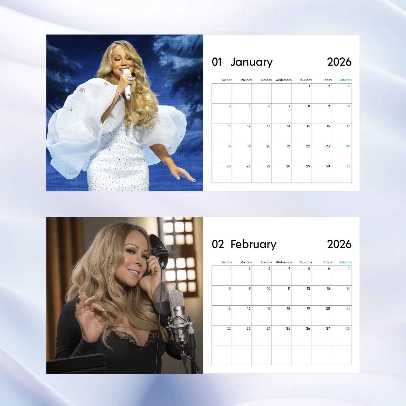 Mariah Carey 2026 Calendar, Pop Diva Wall Calendar, Glamour Photo Poster