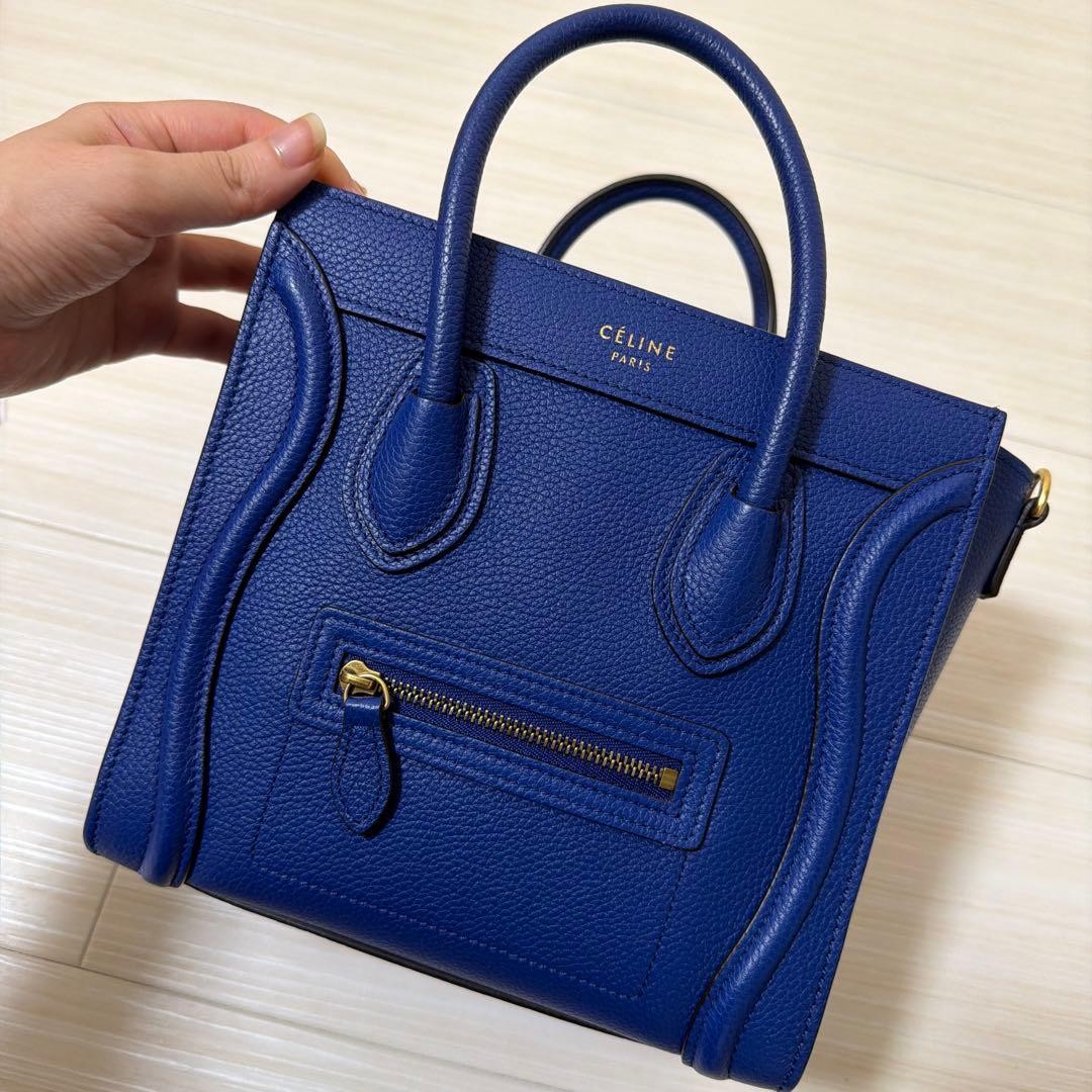 CELINE Luggage Nano Shopper Handbag Blue