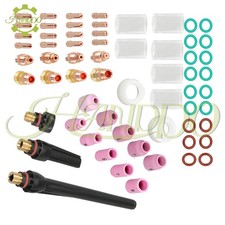 TIG Welding Torch Stubby Gas Lens Pyrex Glass Cup Kit 63Pcs for WP-17/18/26 New