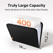 Black 13 Pocket Accordion File Organizer Expanding Folder Zipper A4 Letter Size