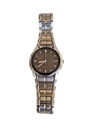 CITIZEN Eco-Drive E111 Men's Stainless Steel Watch Date Silver Working