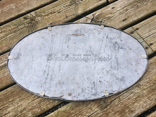 1908 Brasscrafters Antique Oval Mirror ~ 12 1/2" X 20 1/2" ~ Industrial - Picture 4 of 9