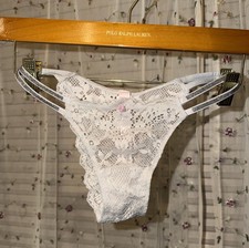 NWT Victoria's Secret Dream Angels Gray Lace  Rhinestones Brazilian Panty Sz XS