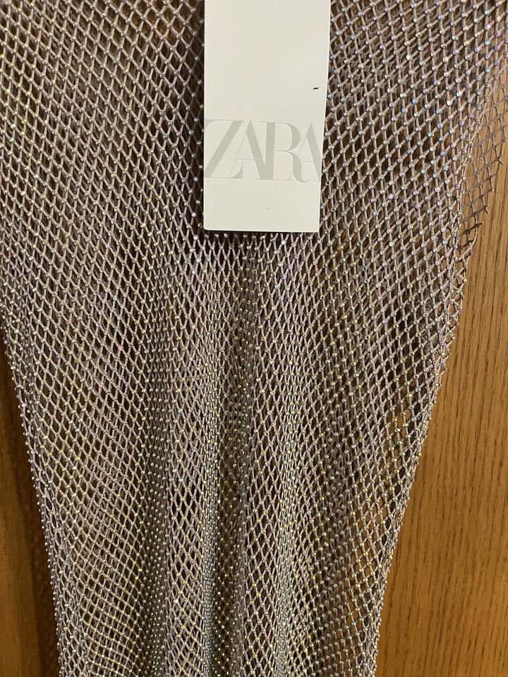 NUEVO CON ETIQUETAS ZARA NUEVO MUJER Vestido Malla Estrás Talla S Foto 2 de 4