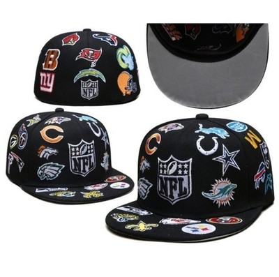 BOXED Men's NFL Multi-Teams Patch Allover Logos Cap 59FIFTY Fitted Hat Era Sewn