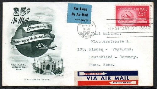 USA 1949 Airmail FDC to Germany