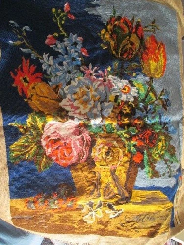 Almost Finished SEG Needlepoint Le Bouquet (of Flowers) #930.10
