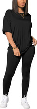 Women 2 Piece Outfits Summer Sweatsuits Drop Shoulder Tracksuits Biker Short Wor
