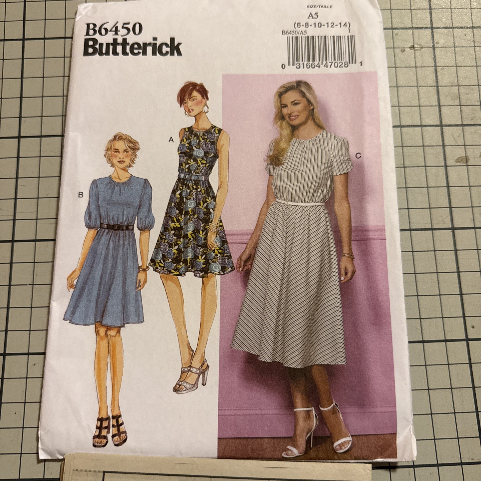 Butterick B6450 Dress Sewing Pattern Size 6, 8, 10, 12, 14 Woven Fabric Uncut