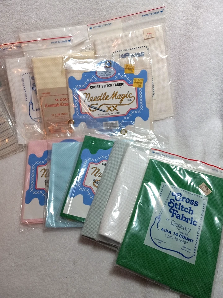 LOT OF 20 ASSORTED AIDA CLOTH & WASTE CANVAS 12" X 18 FOR MOST - Image 2 of 4