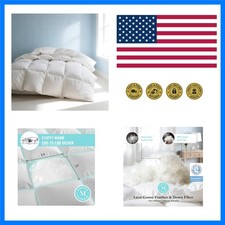 Luxury White Goose Feathers Down Fiber Comforter Queen Size Hotel Collectio...
