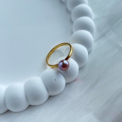 Purple fresh water pearl simple ring size 5-9