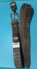 Harley-Davidson Mens Ribbed & Studded Down-Shift Leather Belt Brown Size 4o