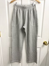 Aerie Waffle Knit Sweatpants Light Grey Small Straight Leg Loungewear Athleisure