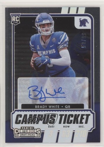 2021 Contenders Draft Picks Campus Ticket 50/99 Brady White Rookie Auto RC k1f