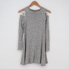 Pink Dress Womens Medium Cold Shoulder Gray Marled Fit Flare Mini Excellent