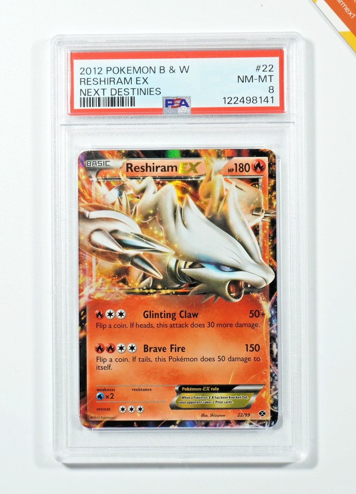 Pokemon PSA 8 Reshiram EX #22 Black & White Next Destinies 2012 English