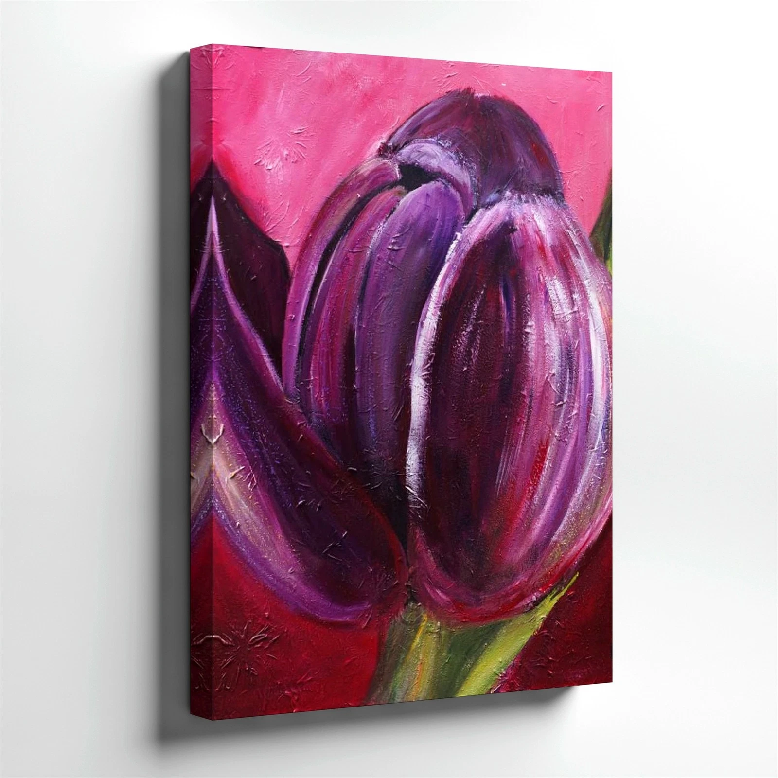Wall Art Purple Tulip Flower Oil Painting Pink Floral Canvas Home Decor Print