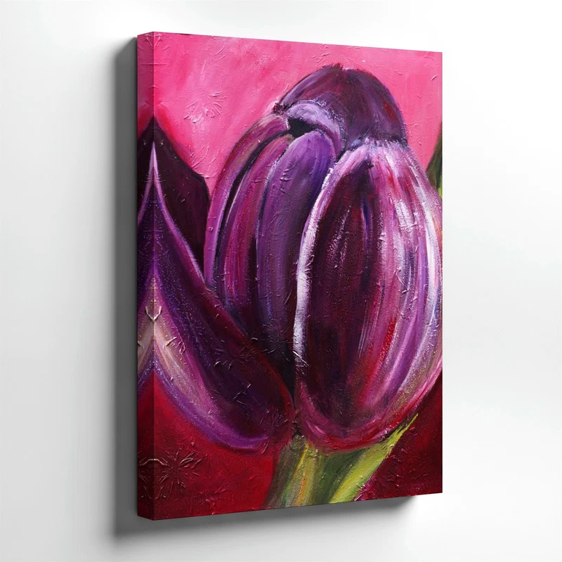 Purple Tulip Oil Painting Floral Canvas Print