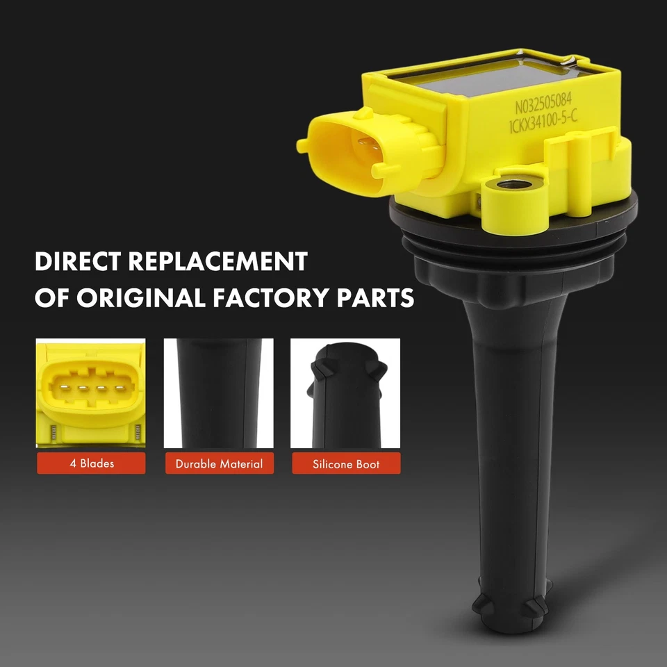 Kit de 5 bobinas de encendido amarillas y 5 bujías de iridio para Volvo XC90 S60 XC70 S80 Foto 3 de 4