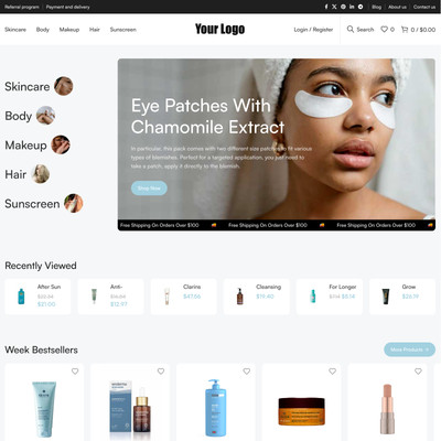   Makeup Shop Website Design zum Verkauf + KOSTENLOSES VPS Webhosting  