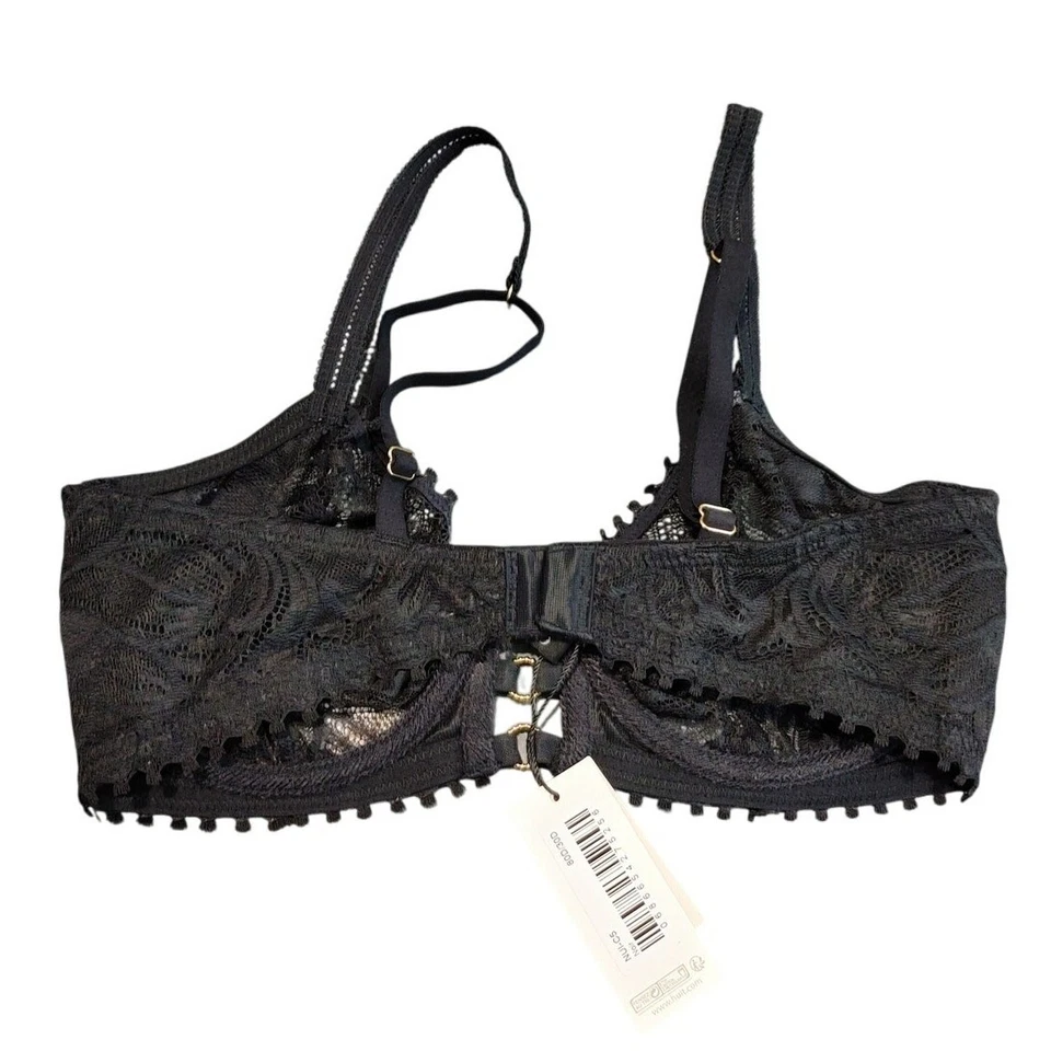 Nuevo con etiquetas Sujetador Huit Noir Floral Encaje Con Aros Balconette Negro Para Mujer 30D Foto 3 de 4