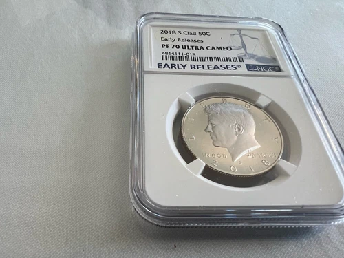 2018-S CLAD KENNEDY HALF DOLLAR EARLY RELEASE NGC PF70 U.C. BLUE LABEL "TOP POP"