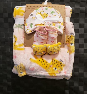 NEW Baby Blanket Booties and Hat Set Pink Yellow Baby Gift | Baby Elements