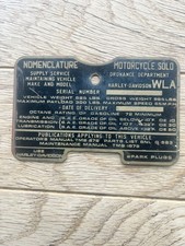Harley WL WLA WLC Flathead Caution Plate on Tank.   Nomenclature