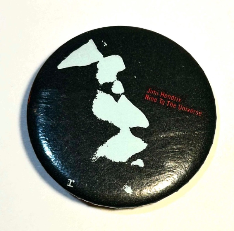 Vintage Jimi Hendrix Badge Button Pin - 1  3/4 Inch - Nine to the Universe