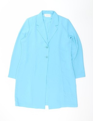Sasha Damen blau langer einreihiger Blazer Mantel Größe 14