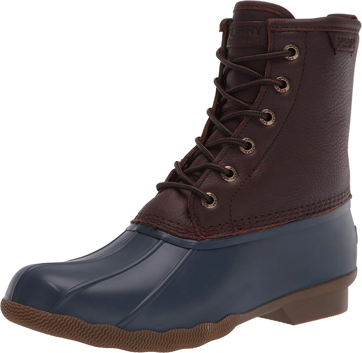 NWT Man s Boots Sperry Saltwater Duck Brown Navy Size size 9 M Botas hombre