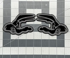 Racing Coyote Emblem Badge Set Of (2) Gray/Black Racing Fender Badges Aggressive