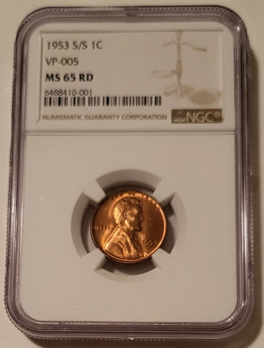 1953 S/S Lincoln Wheat Cent RPM VP-005 MS65 RED NGC