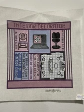 needlepoint canvas “Interior Decorator” Design Vintage New12 X 12” Purple Lilac