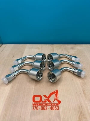 OX 6 Parker Style 13943-6-4 Hydraulic Hose Crimp Fittings 1/4” Hose X 3/8” FJIC 90