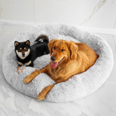 40'' inch Fluffy Plush Donut Cuddler Bed Pet Dog Cat Calming Cushion Kennel Nest