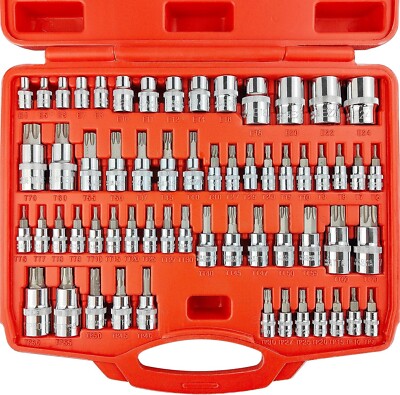Master Torx Bit Socket and External Torx Socket Set, 60-Piece 1/4'', 3/8'', 1/2''