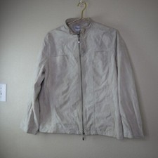Chico's Women s Size 2 Beige Lightweight Cotton Utility Jacket Long Sleeve